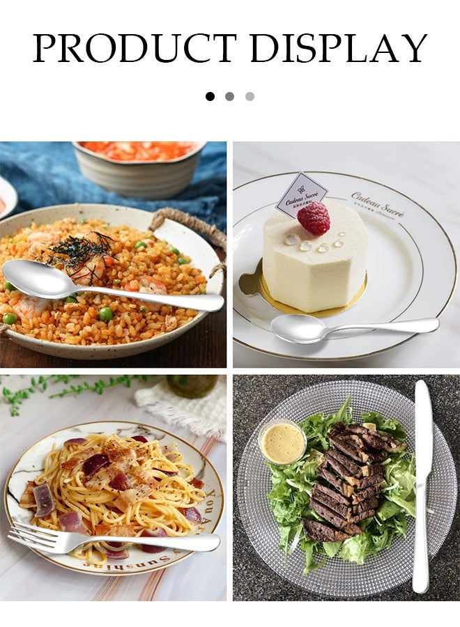 إسكدنيا 24 Piece Stainless Steel Silver Cutlery Set Including Dinner Knife Fork Spoon and Teaspoon with Fine Mirror Finish and Dishwasher Safe Silver Utensil Set with High-End Gift Box Including Knife Fork - Image 5