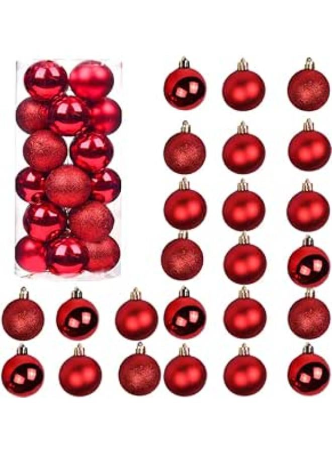 Christmas Ball Ornaments 24 Pcs, Christmas Tree Ornaments for Christmas, Holiday Party Decoration, Red Christmas Ball Decorations (RED)