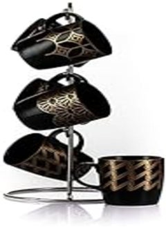Lotus Lotus Mug set with stand PORCELAIN 6pcs mina 1004 7 pieces pieces (6 porcelain coffee mugs + 1 stainless holder) 