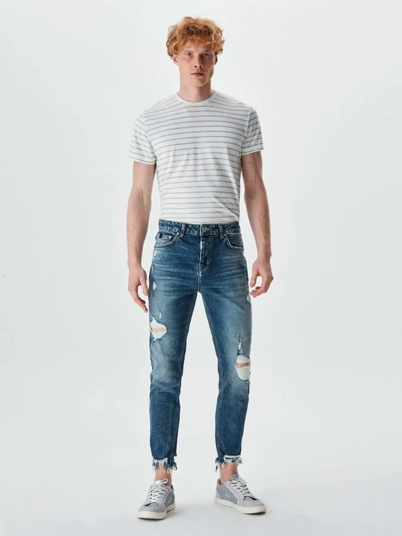 LTB Men's Eddard X Low Waist Ripped Carrot Cut Jeans