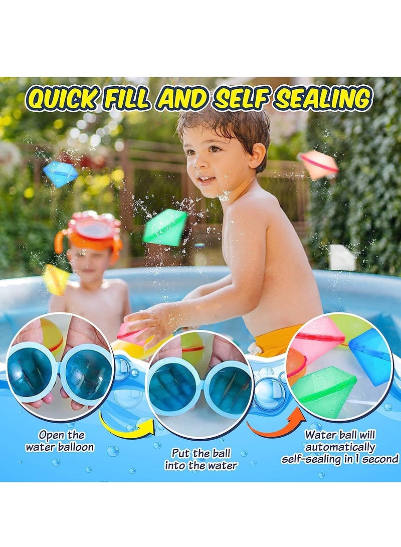 Water Balloons Reusable 6 PCS Soft Silicone Water Splash Ball for Kids School Self-Sealing Refillable Water Ballfor Kids Adults Fun Water Fight Game Summer Swimming Pool Party Supplies（A） - Image 4