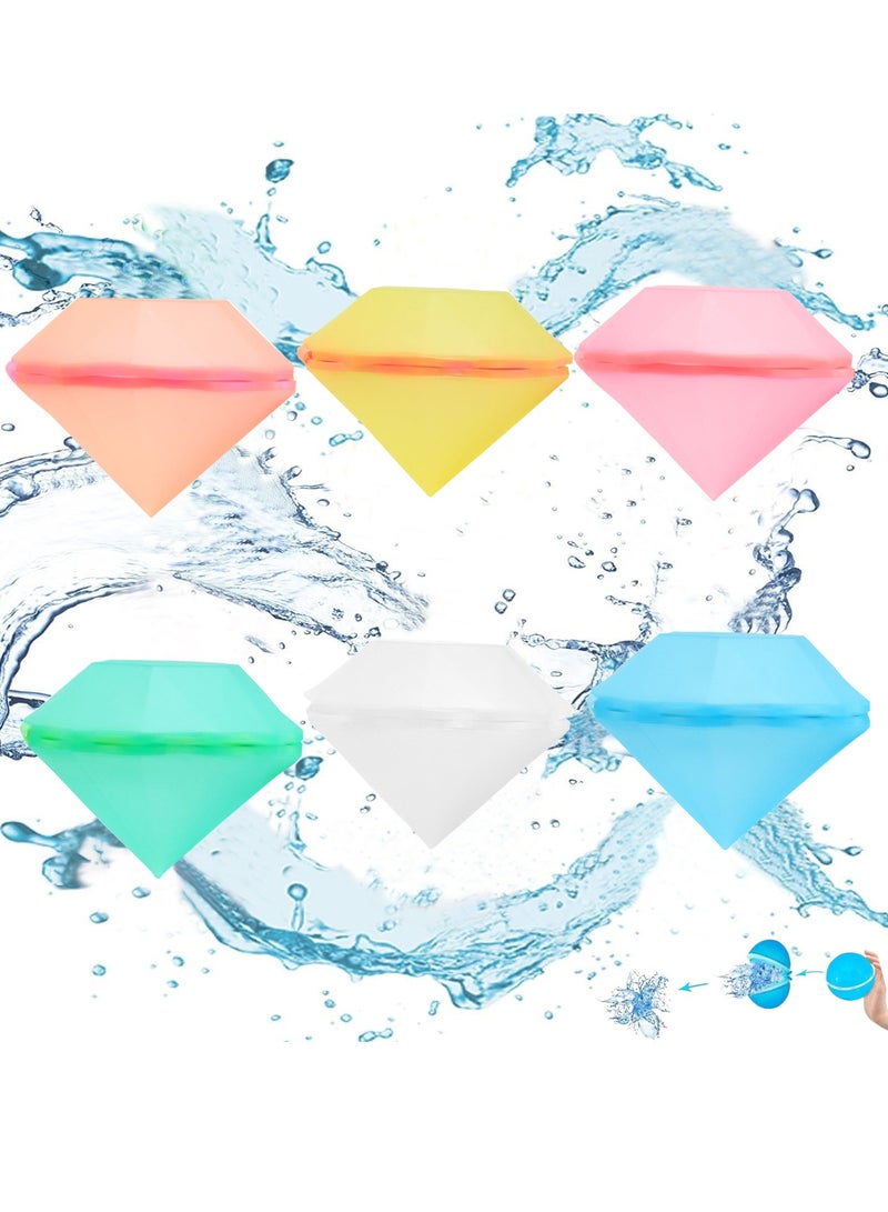 Water Balloons Reusable 6 PCS Soft Silicone Water Splash Ball for Kids School Self-Sealing Refillable Water Ballfor Kids Adults Fun Water Fight Game Summer Swimming Pool Party Supplies（A） - Image 1