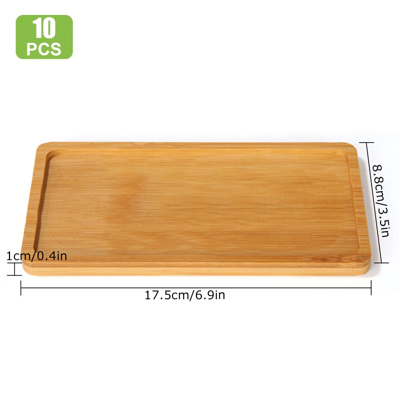 DIRBUY 10PCS Mini Bamboo Display Trays - 7"x3.4" Small Decorative Bamboo Trays for Vanity, Plants, Candles, Keys, Soap, Jewelry, Tealight - Not for Serving Heavy Food - Image 3