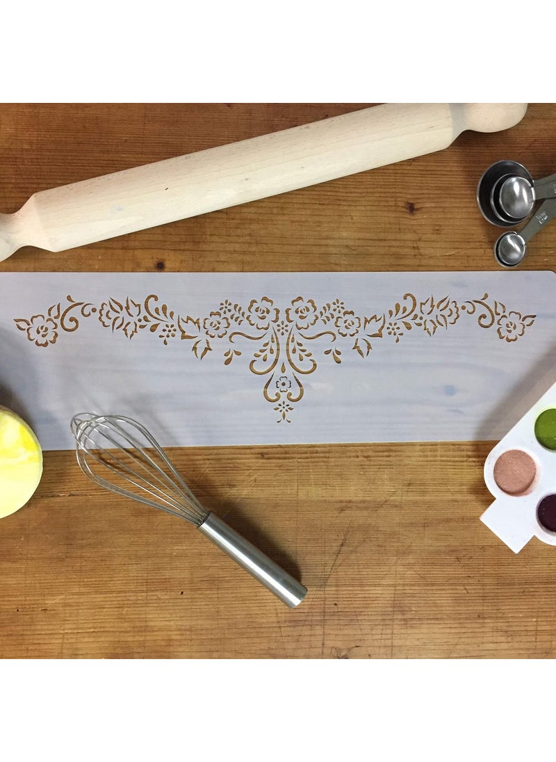 Designer Stencils - Designer Stencils C762 Floral Lace Swag Cake Stencil, Beige/semi-transparent - Image 1