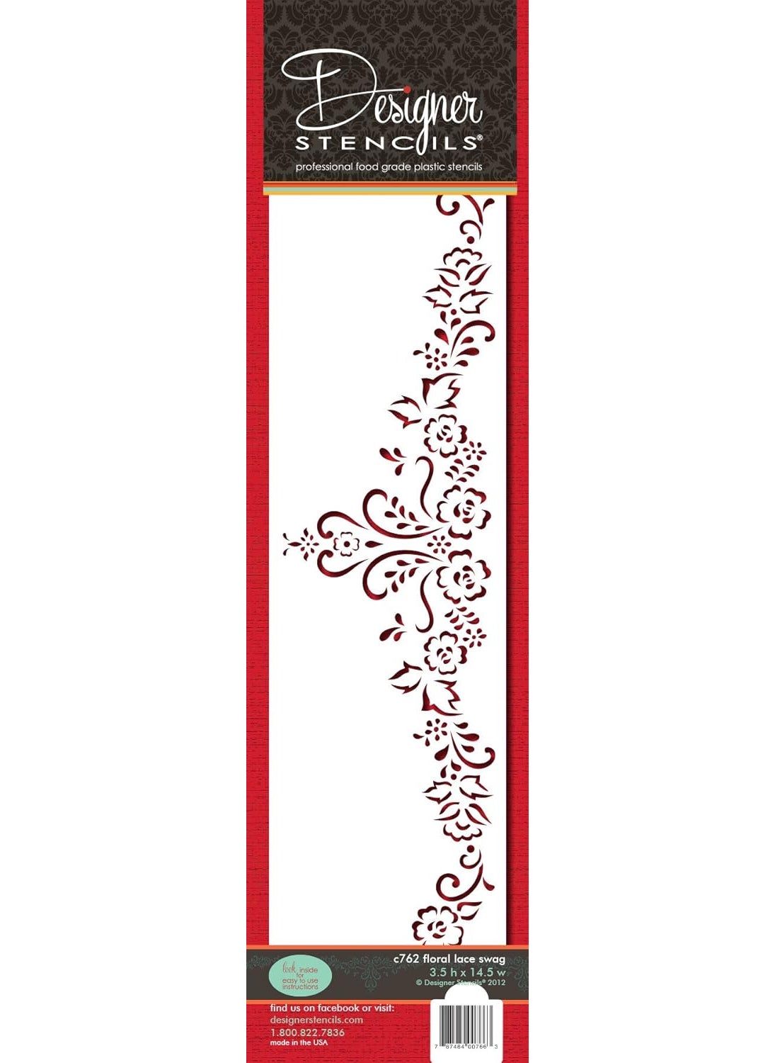 Designer Stencils - Designer Stencils C762 Floral Lace Swag Cake Stencil, Beige/semi-transparent - Image 1
