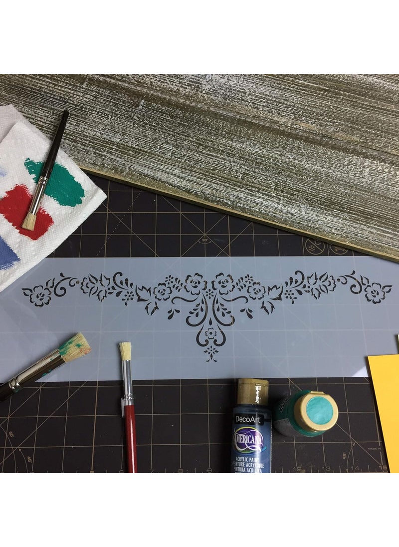Designer Stencils - Designer Stencils C762 Floral Lace Swag Cake Stencil, Beige/semi-transparent - Image 1