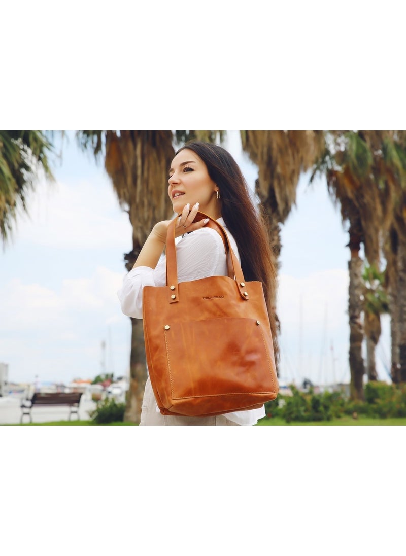 PLM - Moon Leather Women's Bag Large Size G19 Tan - Image 1