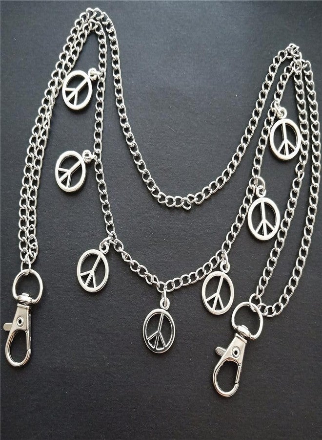 AETYWYEIN Peace Sign Charms Pants Chain, Minimalist Pendant Jeans Accessories, Hip Hop Layered Belt Chains, Hippie Style Bags DIY Jewelry Pocket Chain - Image 3