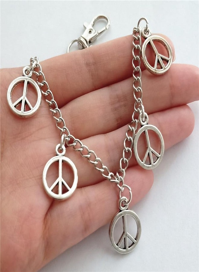 AETYWYEIN Peace Sign Charms Pants Chain, Minimalist Pendant Jeans Accessories, Hip Hop Layered Belt Chains, Hippie Style Bags DIY Jewelry Pocket Chain - Image 4