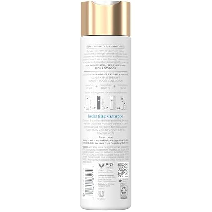 Dove شامبو ترطيب كثافة الشعر وفروة الرأس للعناية اللطيفة، مع فيتامين ب3، زنك و0% كبريتات، 9.25 أونصة - Image 3