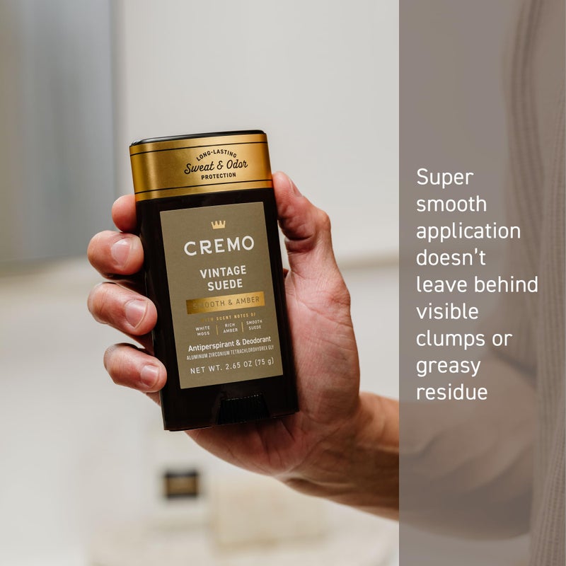 Cremo Vintage Suede Antiperspirant & Deodorant for Men, 48-hour Sweat and Odor Protection, 2.65oz - Image 2