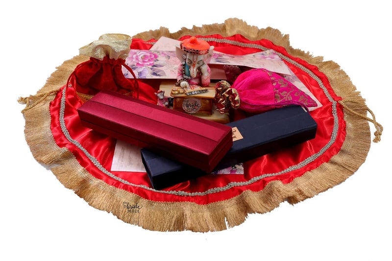 THE BRIDE MADE Women’s Red Premium Double Layer Potli Bag – Large Wedding & Sagan Gift Pouch - Image 2