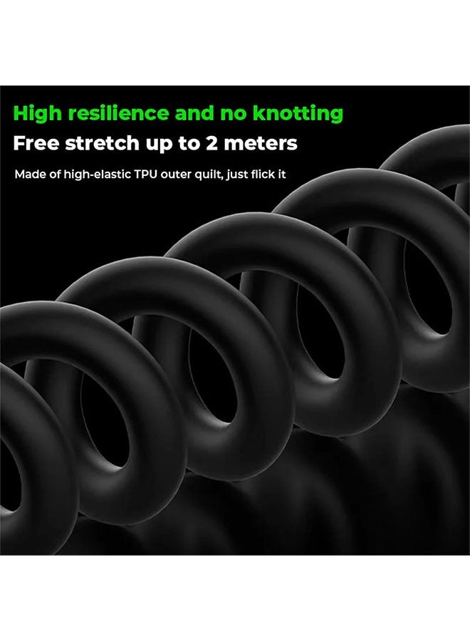 4-in-1 Coiled 240W Rapid Charging Cable - Super Fast 240W Spring Data Cord with USB-C, USB-A, Micro USB Connectors, Durable Tangle-Free 2 Meter Extended Charging Cable - Image 2