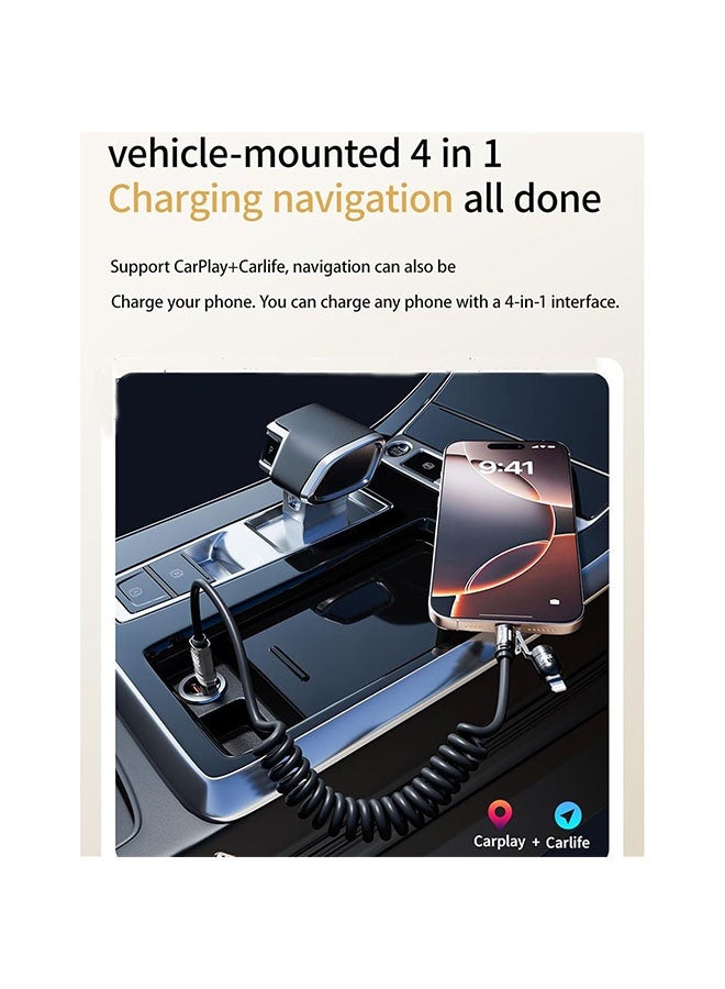 4-in-1 Coiled 240W Rapid Charging Cable - Super Fast 240W Spring Data Cord with USB-C, USB-A, Micro USB Connectors, Durable Tangle-Free 2 Meter Extended Charging Cable - Image 3