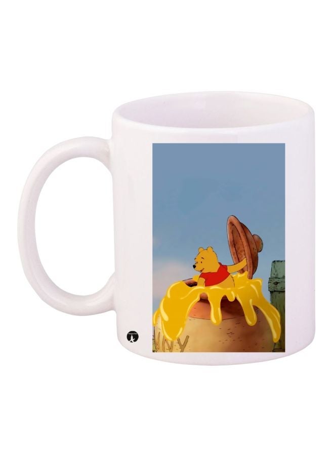 Cartoon Printed Coffee Mug White/Blue/Yellow 11ounce