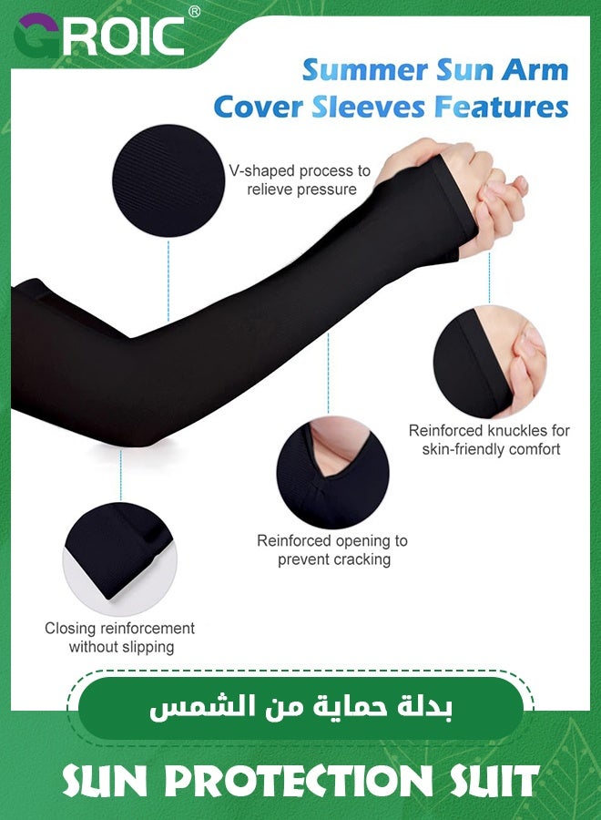 GROIC Women Anti UV Full Face Cover with Arm Sleeves,UPF 50+ Summer Face Mask,Sunscreen Sports Face Covering,Sunscreen Suit,Sun Protection Set  - Image 4