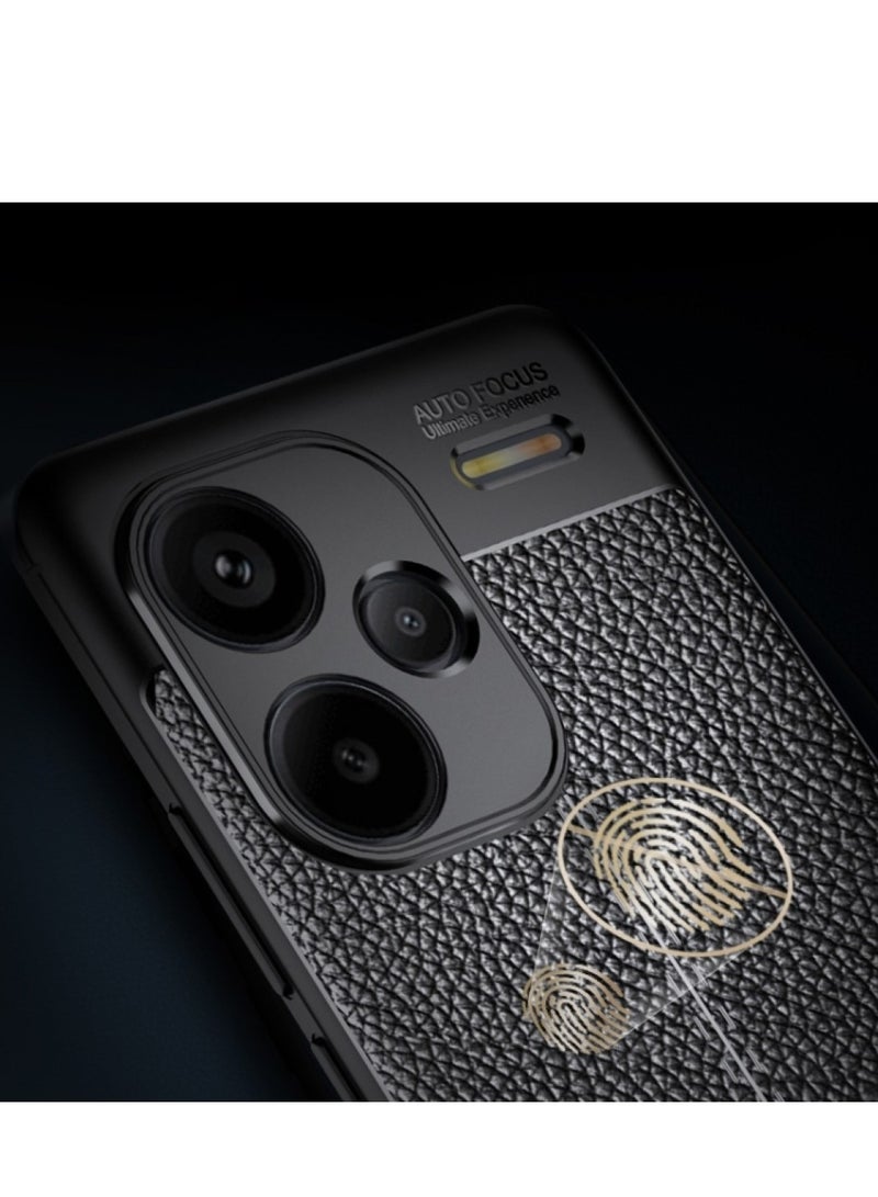 Xiaomi Redmi Note 13 Pro Plus 5G Carbon Fiber Protective Case Cover with Litchi Pattern, Shockproof TPU, Anti-Slip, Ultra-Thin, Shock Absorption - Black  - Image 3