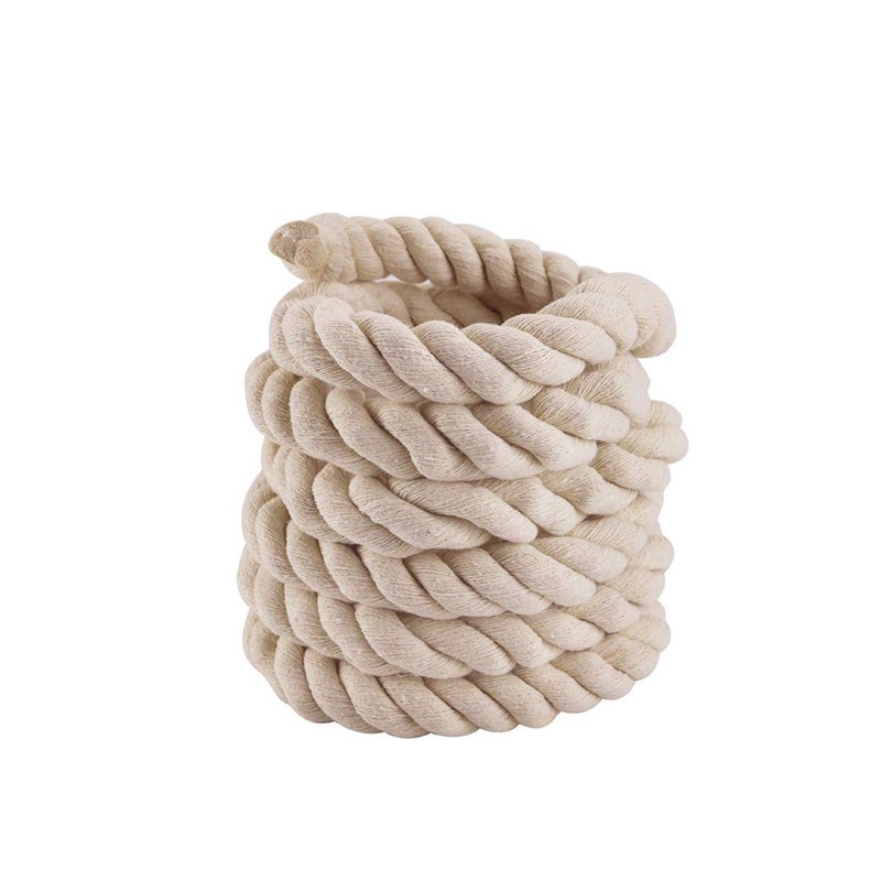 Faxco 10ft Natural Twisted Cotton Rope Strong Triple-Strand Rope for Sports, Crafts, Indoor Outdoor Use Tug of War Rope - Image 1