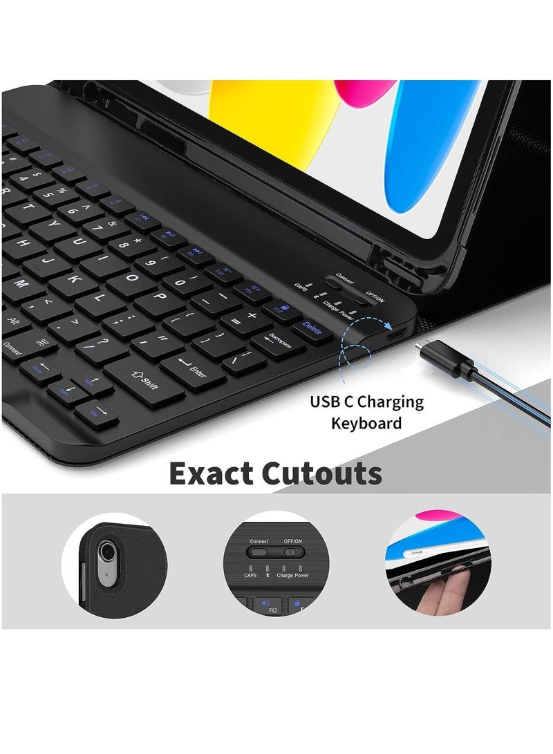 MUNTAQI Keyboard Case Compatible with iPad 10.9 inch 10th Generation 2022, iPad 10th Generation Case with pencil holder, Smart Protective Cover with Detachable Bluetooth Keyboard - Image 3