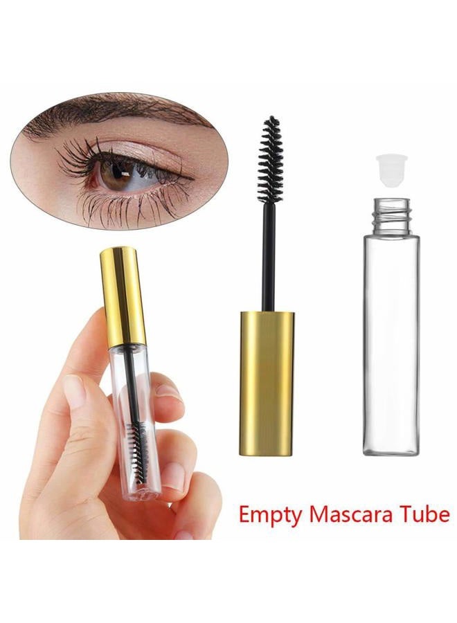 Comicfs 20 Pcs 4ml Transparent Reusable Empty Bottle Tube Container Makeup Vials Cosmetic Tool for Eyelash Growth Oil/Mascara with Rubber Inserts 8 Pcs Funnels (Gold) - Image 4