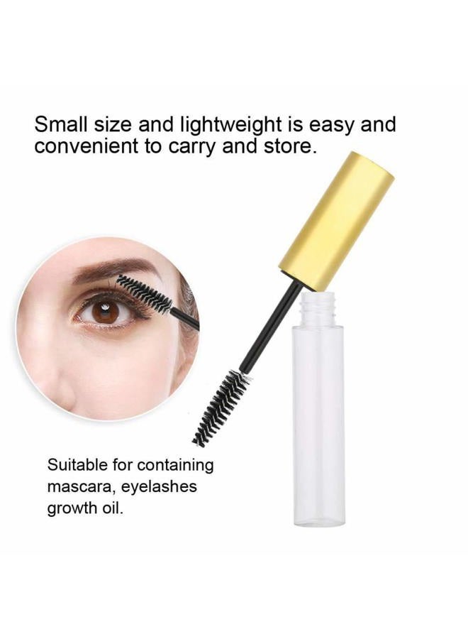 Comicfs 20 Pcs 4ml Transparent Reusable Empty Bottle Tube Container Makeup Vials Cosmetic Tool for Eyelash Growth Oil/Mascara with Rubber Inserts 8 Pcs Funnels (Gold) - Image 2