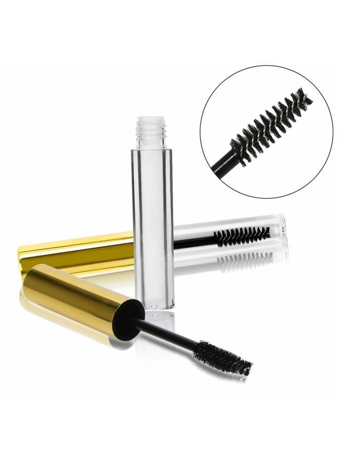 Comicfs 20 Pcs 4ml Transparent Reusable Empty Bottle Tube Container Makeup Vials Cosmetic Tool for Eyelash Growth Oil/Mascara with Rubber Inserts 8 Pcs Funnels (Gold) - Image 5