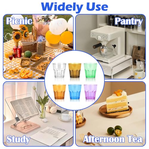 DIBALIYI Plastic Drinking Glasses Set of 6, Unbreakable Coloured Water Tumbler, Acrylic Plastic Cups, Reusable Kids Drinking Cups for Children Kitchen Picnic Party Juice Whiskey Wine (6pc-6color-160ml/5.4oz) - Image 5