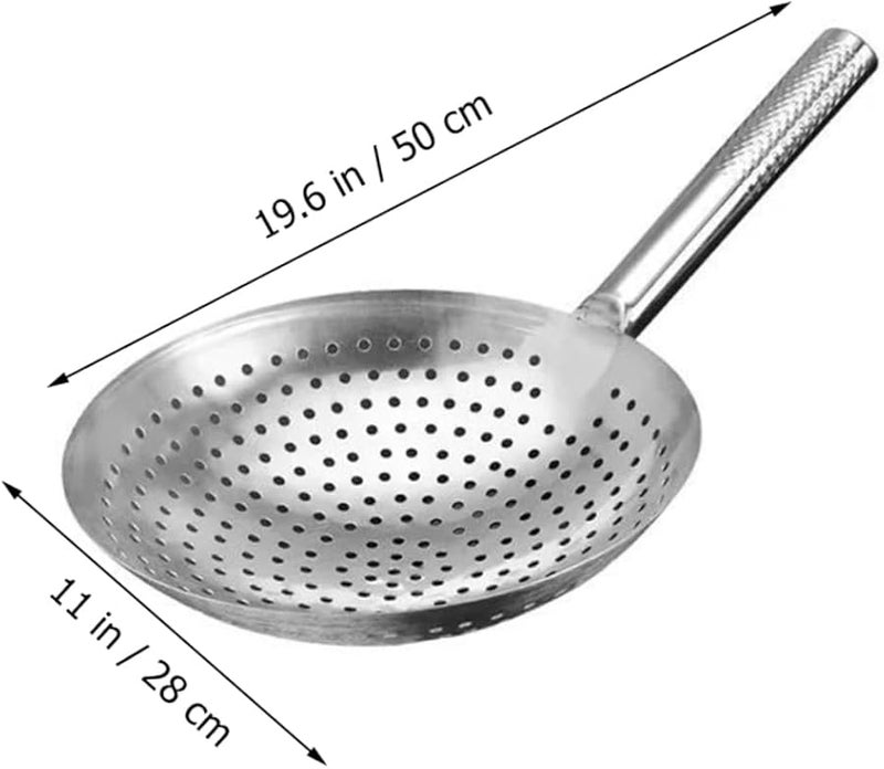 Stainless Steel Colander Scoop With Heat Resistant Handle For Kitchen Frying Oil Strainer - Image 3