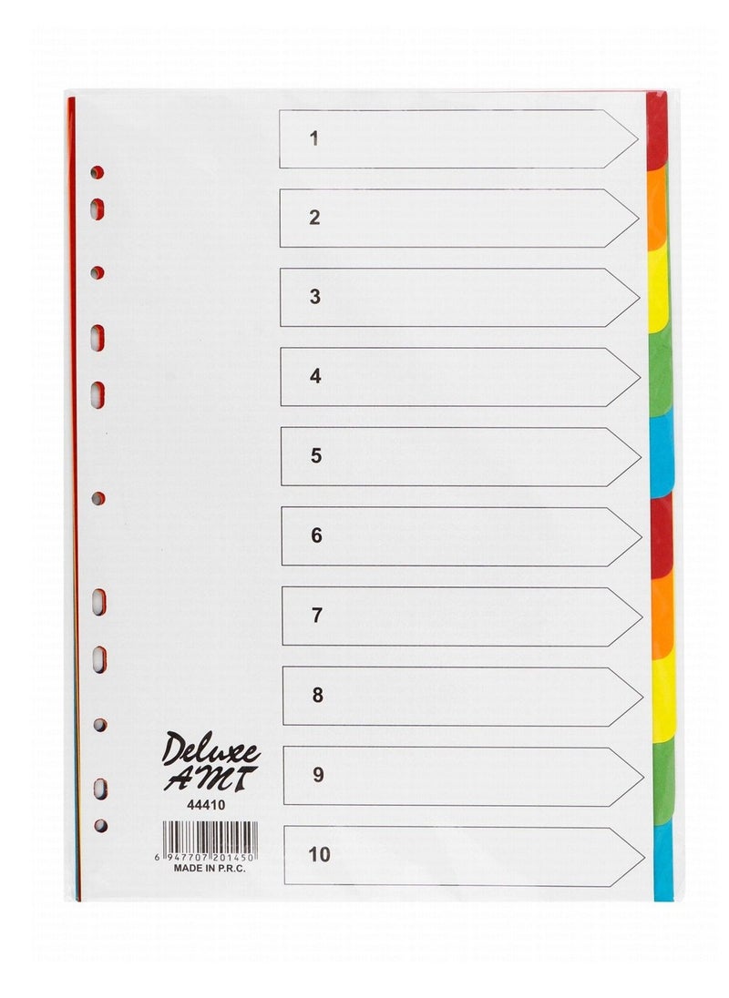 Deluxe Amt Paper File Divider Tabs With Ten Divisions Without Number Multicolour  - Image 1