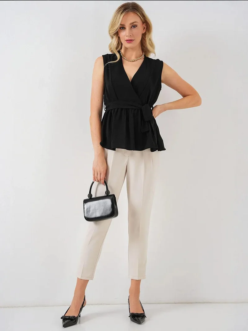 BIG DART BDART V-Neck Tie Bow Blouse