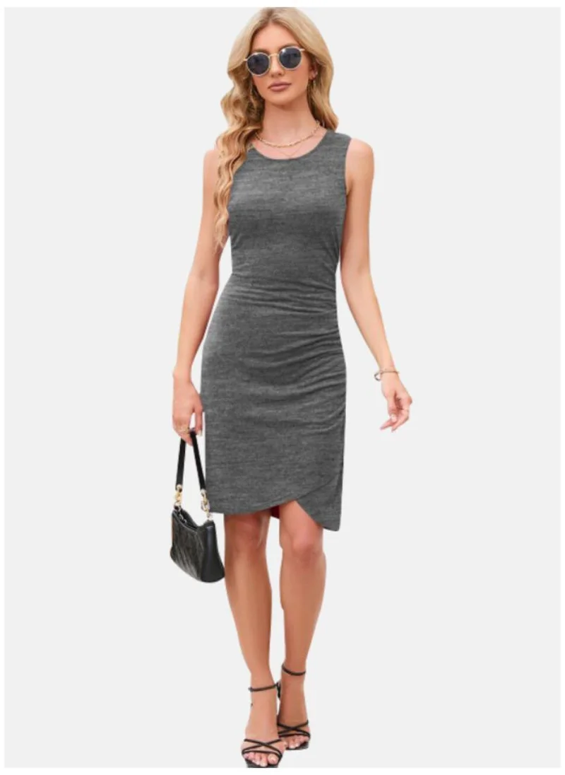 YUNIQEE Grey Sleeveless Tulip Hem Bodycon Dress