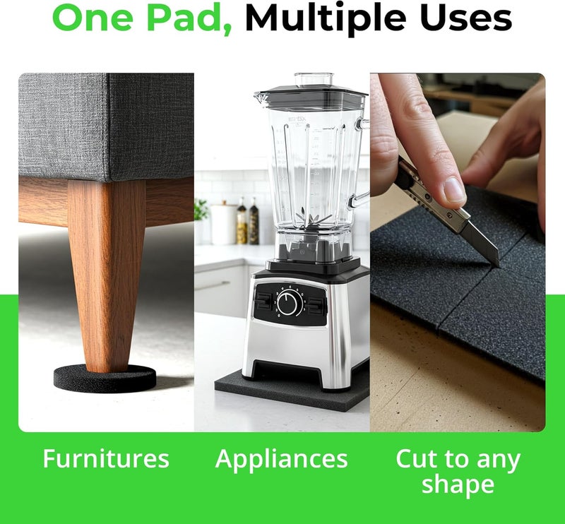 Xcel Neoprene Foam AntiVibration Pads with Adhesive 6" X 6" X 1/4" (8 Pieces) - Image 3