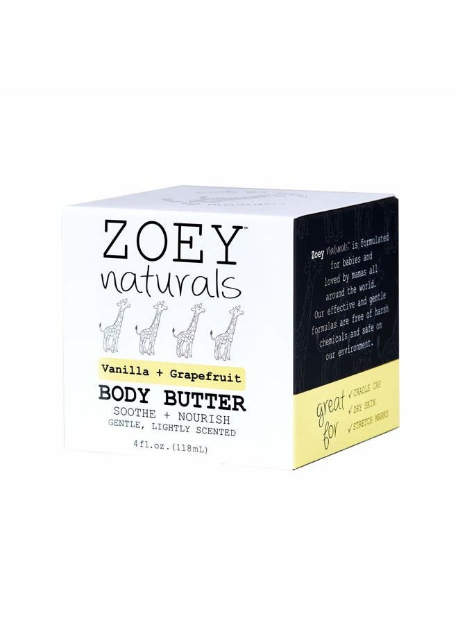 Absolutely Natural - Zoey Naturals Vanilla Grapefruit Body Butter - 4 ounces with Nourishing Shea Butter and Coconut Oil - Paraben Free Vegan, Made in USA - Image 1