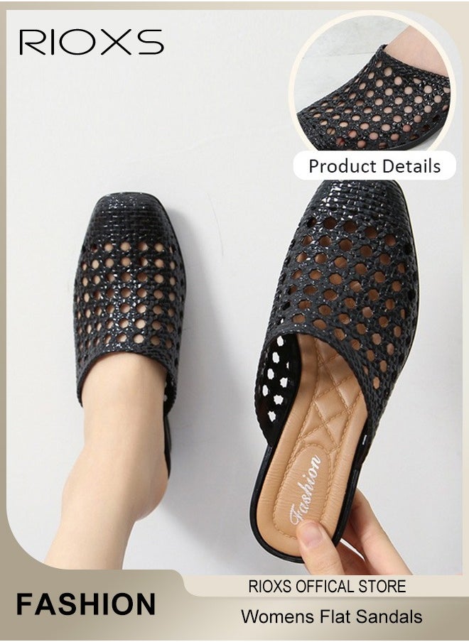 Women's Flat Sandals,Hollow Square Toe Slippers,Casual Mary Jane Shoes For Summer,Fashion Mesh Mule Flats,Daily Dress Shoes For Women Ladies,Work Shopping Stroll Shoes - pzsku/Z020FAD226FE60DE1C2B0Z/45/_/1735622780/6bcb061f-fa89-4a04-a610-9176592147fa