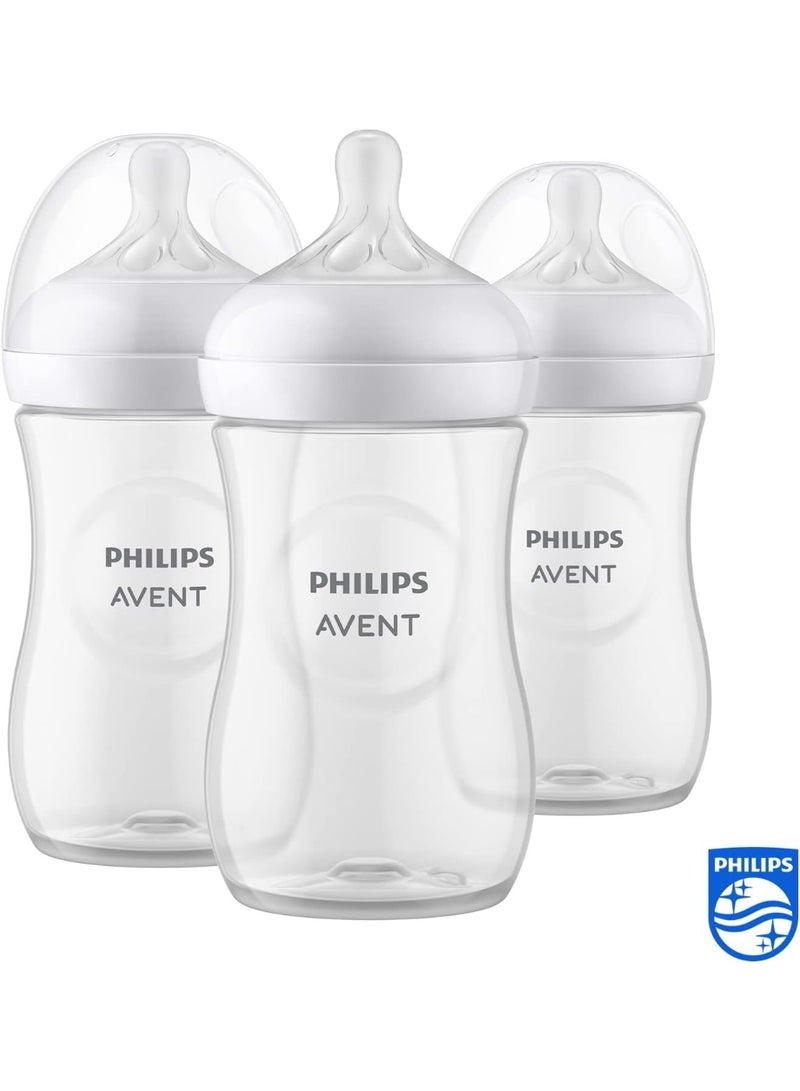 Avent Philips Avent Natural Response Baby Bottle - 3 x 260ml Baby Milk Bottle for Newborns and Up, BPA Free, 1+ Months (Model SCY903/03) - Image 3