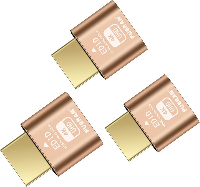 فييران قابس وهمي Headless Ghost Display Emulator DDC EDID Emulator شاشة مزيفة متوافقة مع HDMI 4K@60Hz - عبوة من 3 - Image 1