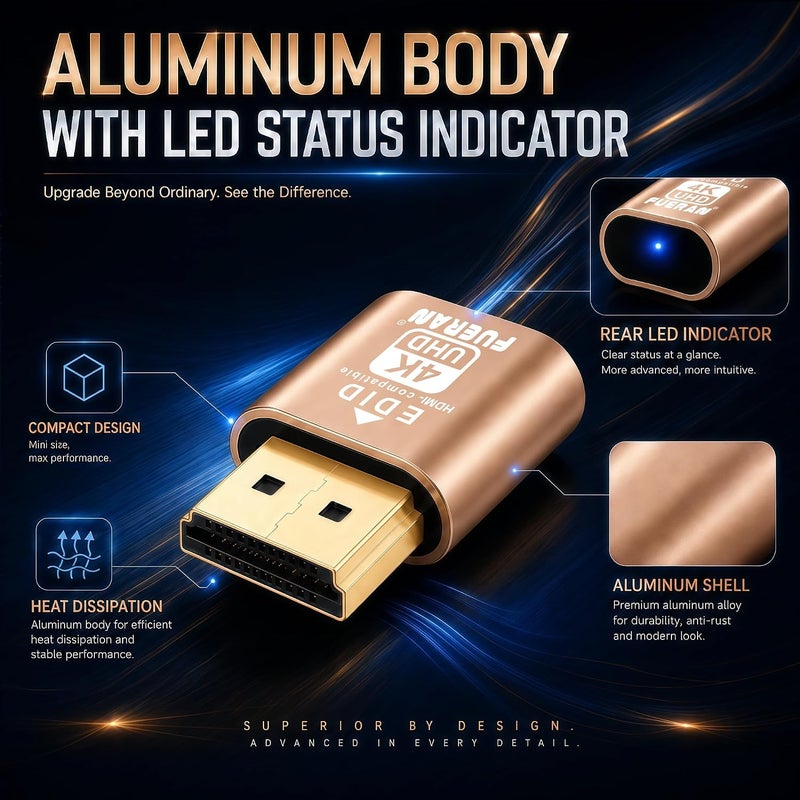 فييران قابس وهمي Headless Ghost Display Emulator DDC EDID Emulator شاشة مزيفة متوافقة مع HDMI 4K@60Hz - عبوة من 3 - Image 5