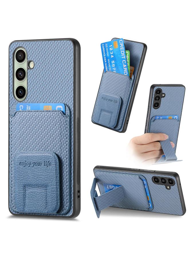 S-TOP Case For Samsung Galaxy A56 5G Carbon Fiber Card Bag Fold Stand Phone Case - Image 1