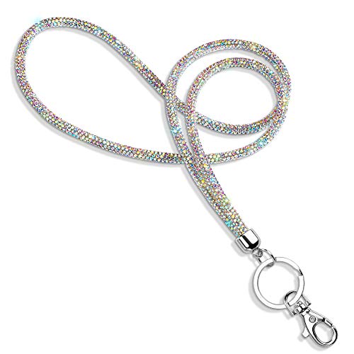 Soleebee Rhinestone Office Lanyard, 31.5'' Bling Neck Lanyard with Metal Clasp & Keyring, Crystal Lanyard for Women, ID Card, Keys Strap (AB Color) - Image 1