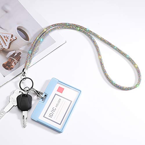 Soleebee Rhinestone Office Lanyard, 31.5'' Bling Neck Lanyard with Metal Clasp & Keyring, Crystal Lanyard for Women, ID Card, Keys Strap (AB Color) - Image 5