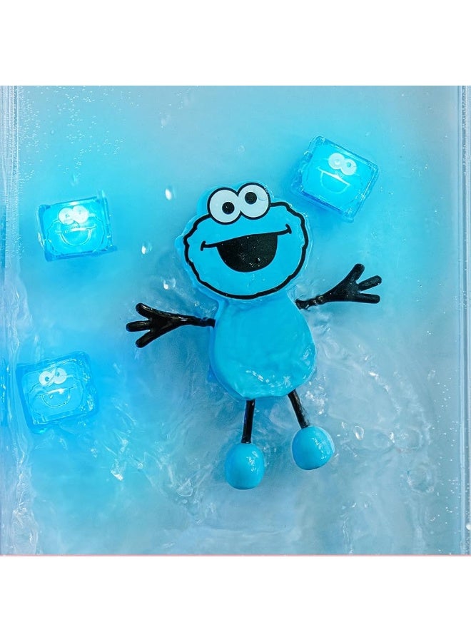 Glo Pals x Sesame Street Cookie Monster Water-Activated Bath Toy with 6 Reusable Light-Up Cubes for Sensory Play - Image 5