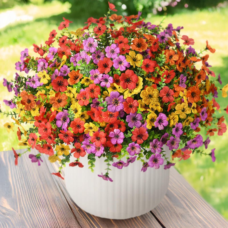 ZFProcess Artificial Flowers Faux Plants Outdoor Fake Flowers Spring Decor12 Bundles Realistic Plastic Plant Colorful Daisy UV Resistant for Porch Patio Home Yard Garden Window Box Pot Planters
