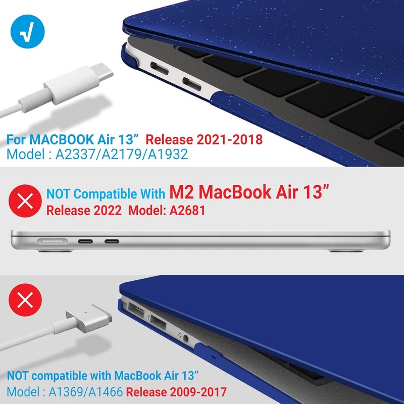 I Benzer Compatible with New MacBook Air 13 inch Case 2022 2021 2020 M1 A2337 A2179 A1932, Plastic Hard Shell Case with Keyboard Cover for Mac Retina Display with Touch ID, Star Blue, AT13-S-BL+1 - Image 4