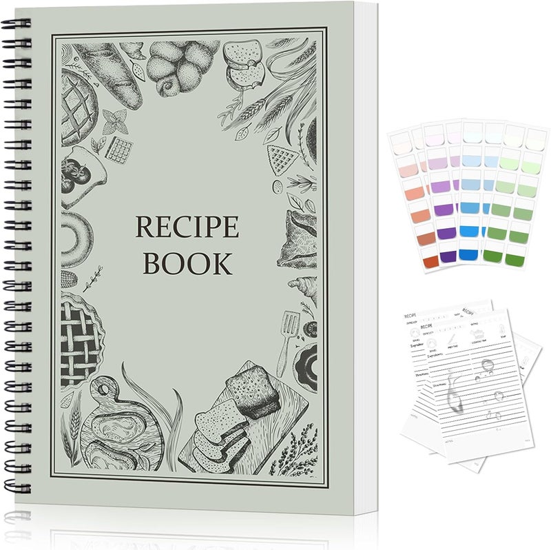 Dapsang Recipe Book to Write in Your Own Recipes, Waterproof Tear-resistant Pages, Sprial Hardcover Personal Blank Recipe Book with 48 Tabs for Family Cooking Lover, Recipe Journal 8.6" x 6" - Image 1