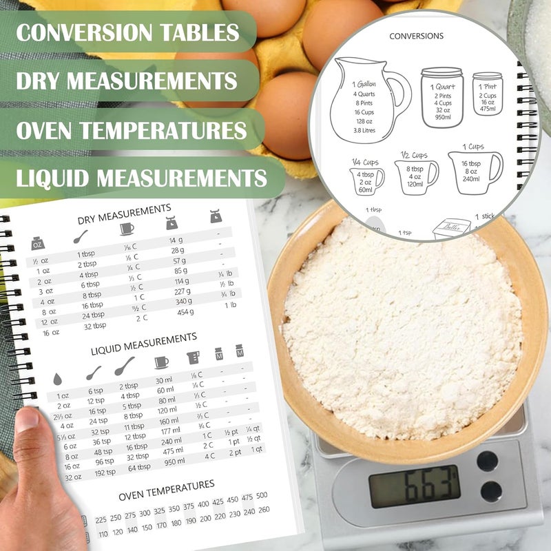 Dapsang Recipe Book to Write in Your Own Recipes, Waterproof Tear-resistant Pages, Sprial Hardcover Personal Blank Recipe Book with 48 Tabs for Family Cooking Lover, Recipe Journal 8.6" x 6" - Image 3