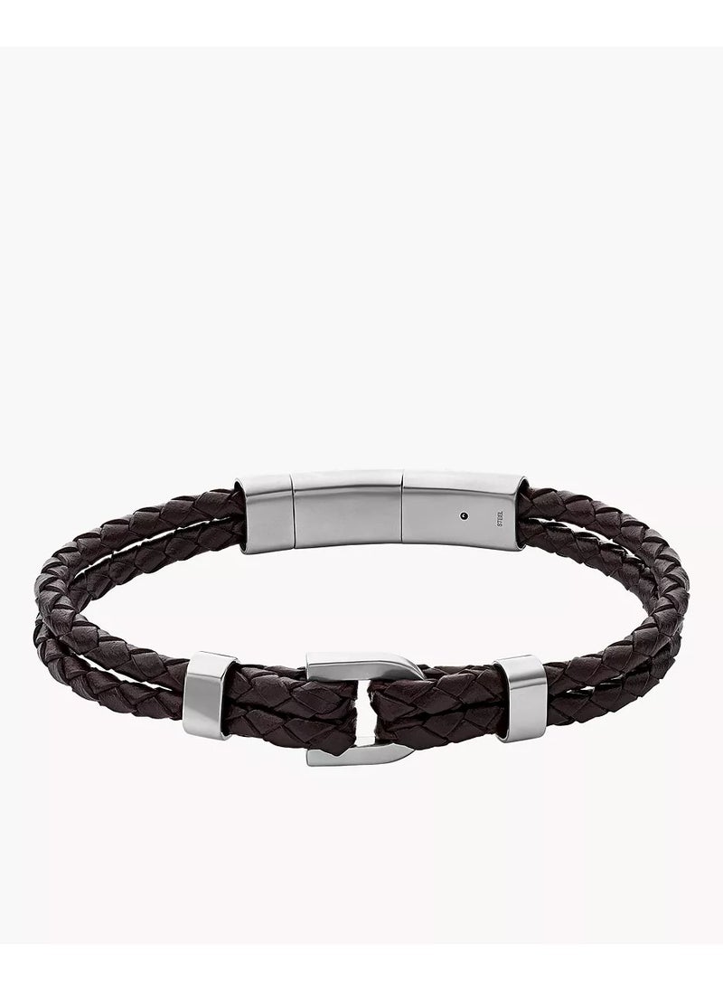 FOSSIL Bracelet for Men, D-link leather bracelet, Length: 213mm, Width: 13mm  - Image 1