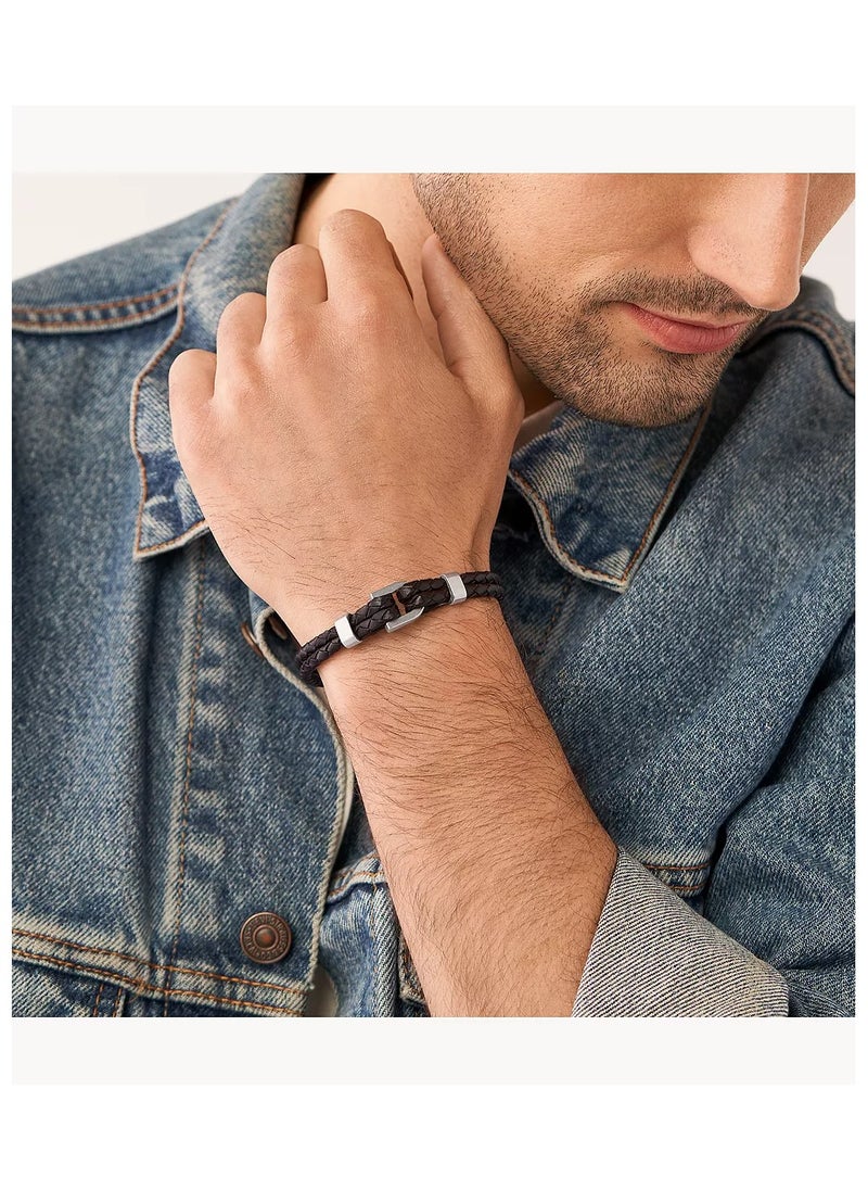 FOSSIL Bracelet for Men, D-link leather bracelet, Length: 213mm, Width: 13mm  - Image 2