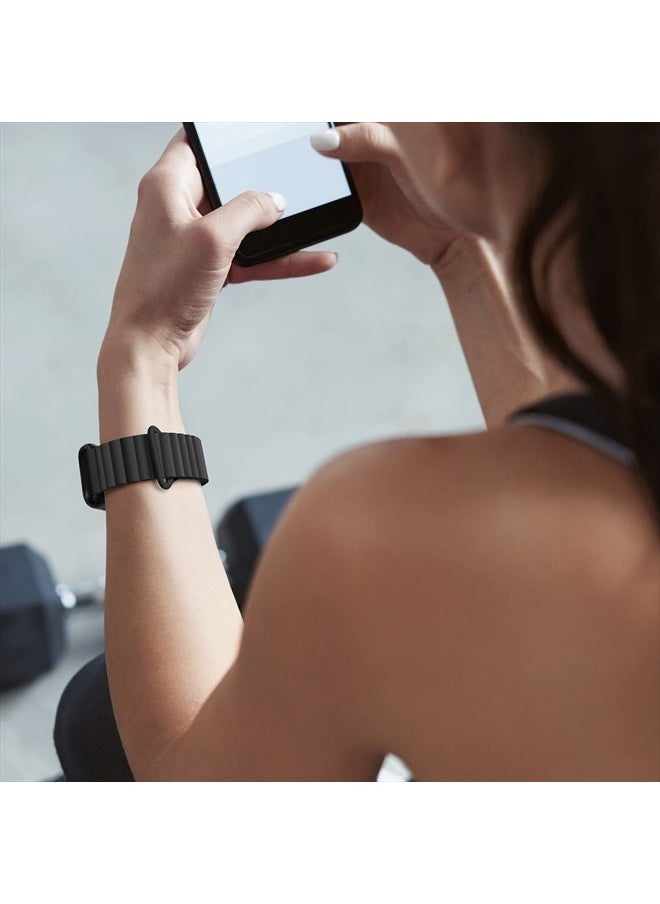 Anlinser - Compatible with Apple Watch Band 45mm 44mm 42mm 41mm 40mm 38mm, Women Men Double Side Reversible Magnetic Strap with Loop for iWatch Series 8/7/6/5/4/3/2/1/SE (41mm/40mm/38mm, Black) - Image 1