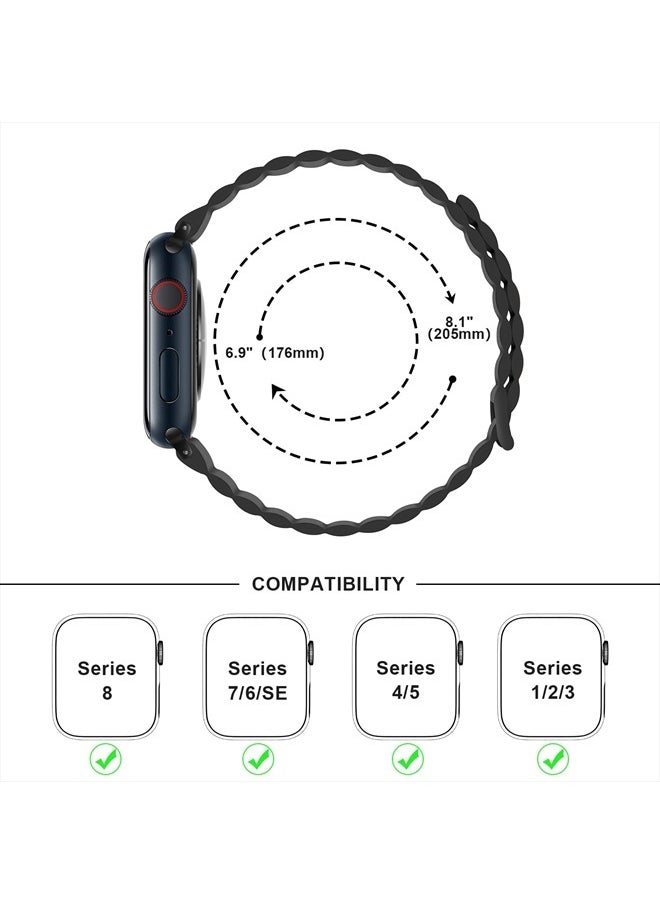 Anlinser - Compatible with Apple Watch Band 45mm 44mm 42mm 41mm 40mm 38mm, Women Men Double Side Reversible Magnetic Strap with Loop for iWatch Series 8/7/6/5/4/3/2/1/SE (41mm/40mm/38mm, Black) - Image 1