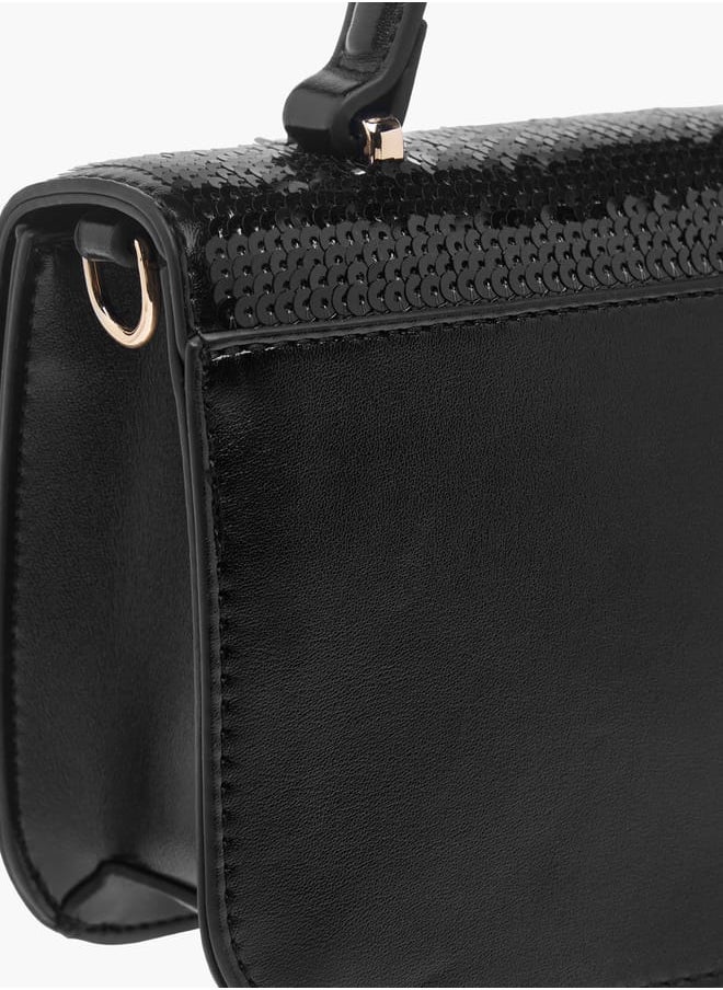 Celeste Women's Sequinned Satchel Bag with Handle and Detachable Strap  - Image 5